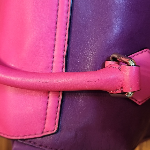 Like New Kate Spade Purple and Barbie Pink Satchel Crossbody Leather Bag - Picture 11 of 17